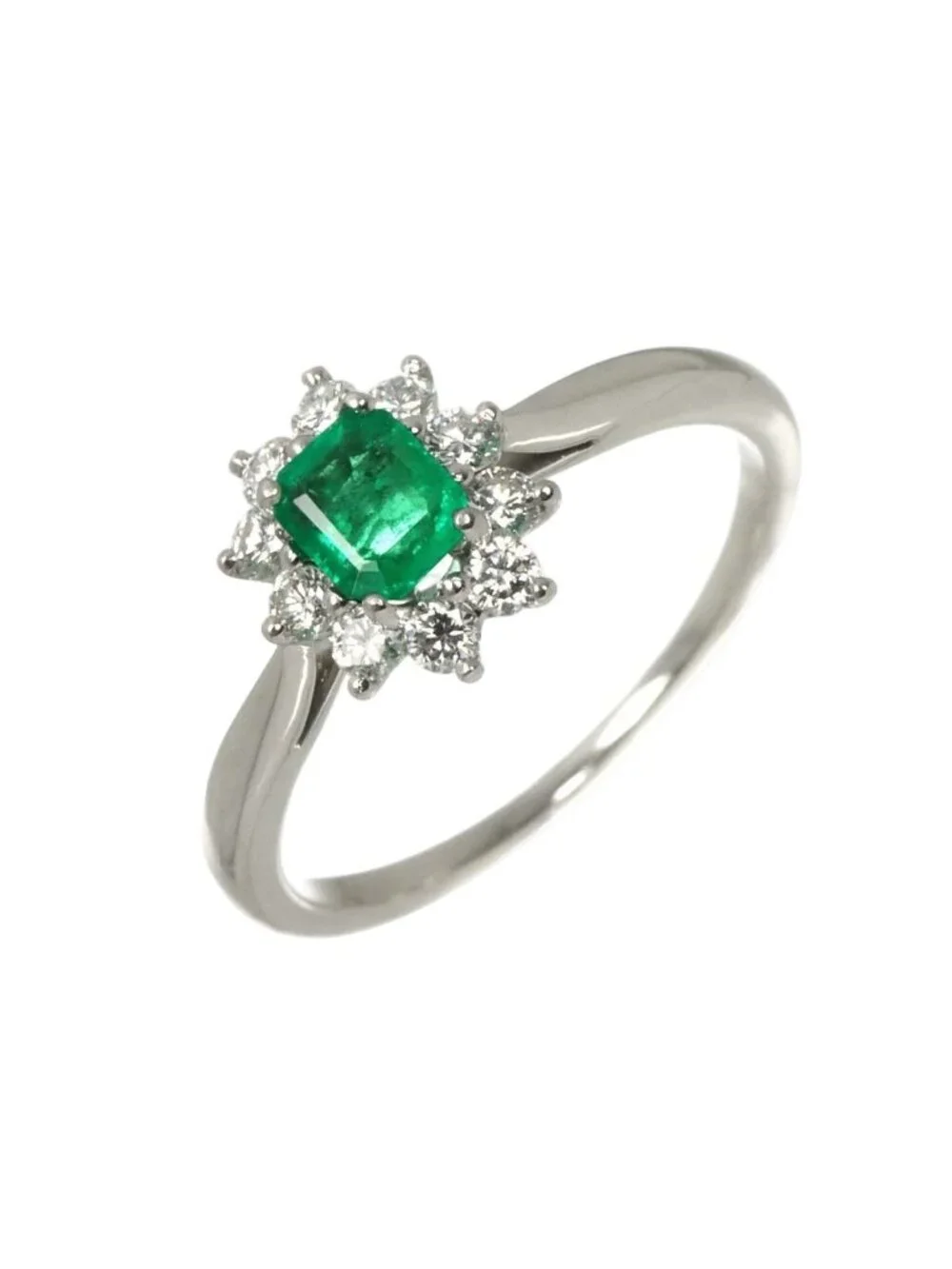 Tiffany & Co Ring Emerald Diamond Pt Platinum